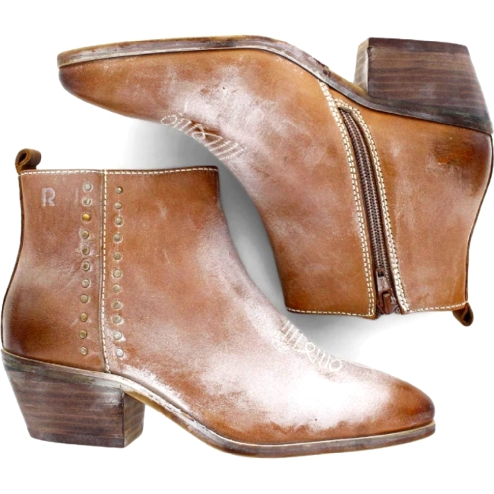 NWT ROAN By Bed Stu 'Aggie' Genuine Leather Western Style in Tan/White